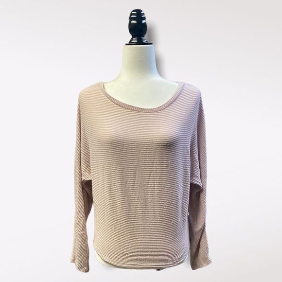 Garage | Women's Soft Pink Ribbed Long Sleeve Shirt - Picture 1 of 3